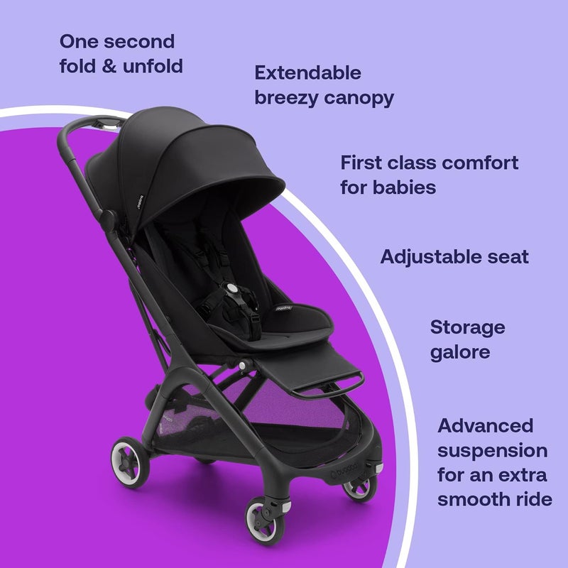 Bugaboo شريط بامبر فراشة، مسند ذراع آمن لعربة الأطفال فراشة، قابل للتعديل، سهل التنظيف، تصميم بسيط ومستدام، مقبض قبضة لطفل ينمو، أسود - Image 4
